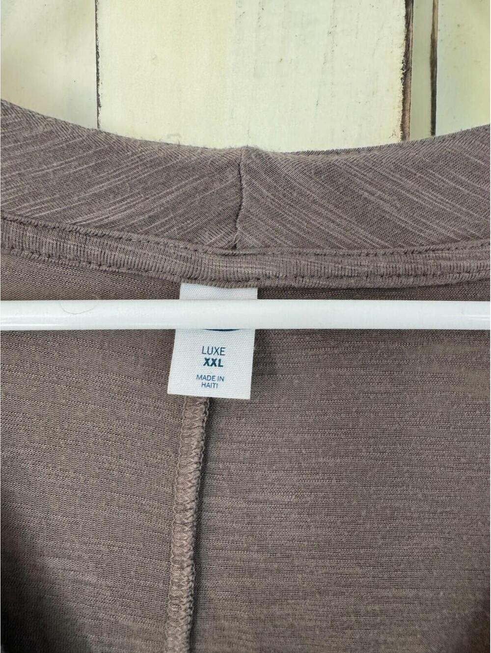 Old Navy Luxe Women V Neck Long Sleeve Top XXL Taupe Soft Stretch Casual - Picture 2 of 5